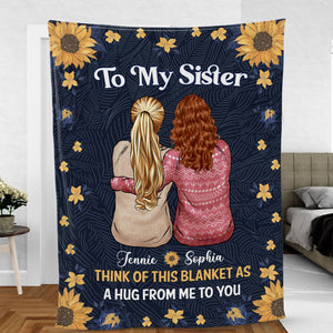 Think Of This As A Hug From Me To You - Custom Appearances And Names - Personalized Fleece Blanket - Gift For Best Friend, Sister, Besties