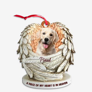 A Piece Of My Heart - Custom Quote, Photo And Name - Personalized Cutie Puppy And Cutie Kittie Acrylic Ornament - Gift For Pet Lover