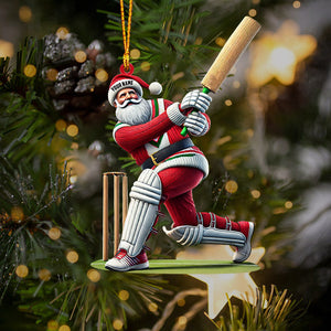 Cricket Ball Santa Pose Christmas Ornament, Personalized Ornament