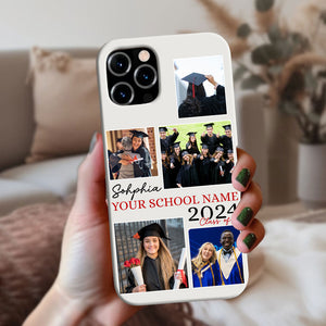 Custom Name, School Name And 5 Photos Graduation Phone Case - Personalized Phone Case, Gift For Graduation