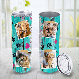 Custom Photo Fur Mama, Dog Mom Skinny Tumbler, Gift For Dog Lover