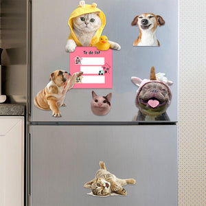 Custom Photo Cutie Puppy & Kitty -  Personalized Fridge Magnet - Gift For Pet Lovers