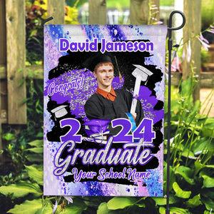 Congrats Graduate 2024 - Custom Photo And Texts Graduation Flag - Graduation Gift