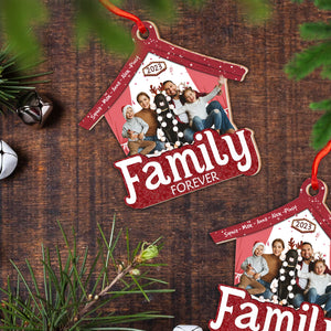 Family Forever, Custom Photo And Name - Personalized Custom Shaped Wooden Ornament - Gift For Family