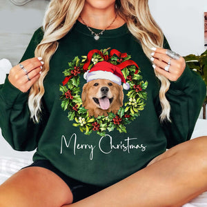 Merry Christmas Photo - Personalized Sweatshirt - Family Gift, Gift For Pet Lover, Xmas Gift