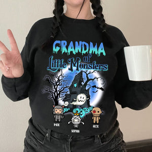 Grandma Of Little Monsters - Custom Characters And Name - Personalized Sweatshirt - Halloween Family Gift