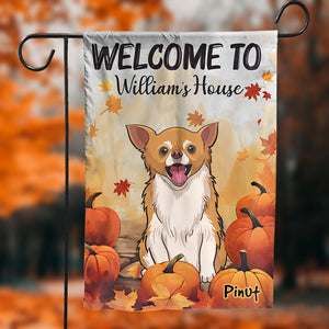 Garden Flag, House Flag Welcome Halloween - Personalized Dog & Name Flag - Gift For Pet Lovers