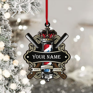 Custom Barber Shop Ornament, Personalized Ornament