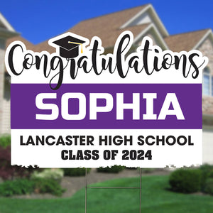 Class Of 2024 Congratulations, Custom School Name And Your Name, Personalized Lawn Sign, Yard Sign, Gift For Graduation