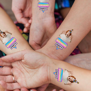 Birthday Rainbow Color, Custom Photo And Text Temporary Tattoo, Personalized Tattoo, Fake Tattoo