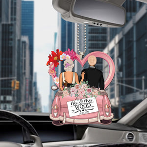 Married Couple  - Custom Appearance And Name, Personalized Car Acrylic Ornament - Gift For Couple