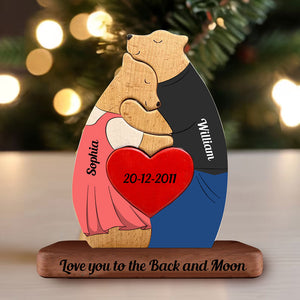 Man, Woman Couple Gift, Personalized Bear Puzzle Wooden - Wooden Pet Carvings - Gift For Family