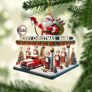 Gas Station Merry Christmas Ornament, Personalized Ornament