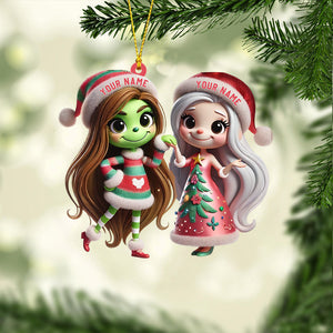 Chibi Women Christmas Home Decor Christmas Ornament, Personalized Ornament