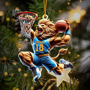 Lion Basketball Christmas Ornament, Personalized Ornament