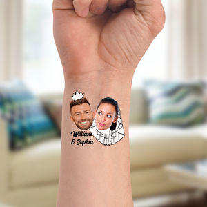 Custom Temporary Tattoo With Couple Wedding Photo Tattoo, Fake Tattoo, Gift For Couple