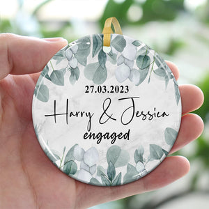 Happy Wedding - Personalized 2 Side Ceramic Ornament - Gift For Couple, Custom Photo Gift For Wedding