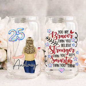 Always Remember You Are Braver Than You Believe - Personalized Glass Bottle, Frosted Bottle -  Birthday Gift, Gift For Yourself