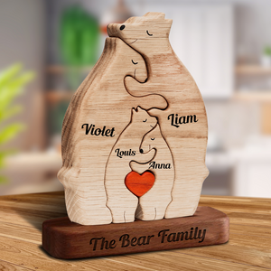 Personalized Wooden Bears Family - Puzzle Wooden Bears Family - Wooden Pet Carvings