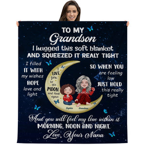 Morning, Noon And Night Love Grandma - Custom Appearances And Names - Personalized Fleece Blanket, Gift For Family