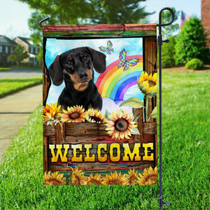 Personalized Sunflower Dog, Custom Dog Photo With Rainbow Garden Flag