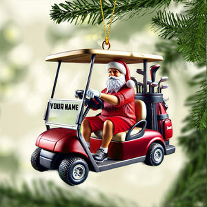 Golf Cart Santa Christmas Ornament, Personalized Ornament