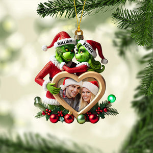 Heart Photo Couple ELF Home Decor Christmas Ornament, Personalized Ornament