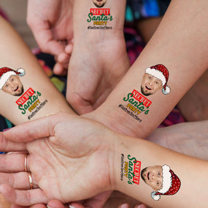 Santa's Party, Custom Photo And Text Temporary Tattoo, Personalized Tattoo, Fake Tattoo