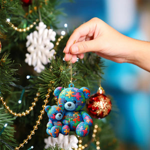 Autisum Bear Ornament, Personalized Ornament