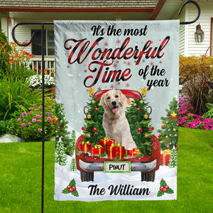 Merry Christmas Pet - Personalized Pet Photo, Name And Family Name Flag - Christmas Gift, Gift For Pet Lovers