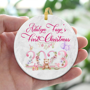 Baby First Xmas - Custom Photo And Name- Personalized 2 Sides Ceramic Ornament - Gift For Family, Christmas Gift