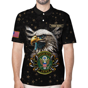 United States Army - We Stand For The Flag - We Kneel For The Fallen, Customized Text Polo Shirt, Gift For Veterans