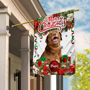 Merry Christmas - Personalized Pet Photo And Name Flag - Gift For Pet Lovers, Christmas Gift