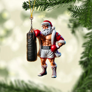 Boxing Santa Christmas Home Decor Christmas Ornament, Personalized Ornament