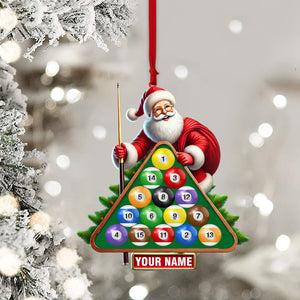 Pool Table Santa Christmas Ornament, Personalized Ornament