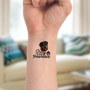 Custom Temporary Tattoo With Personalized Stay Positive Dog, Fake Tattoo, Gift For Dog Lover