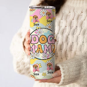 Custom Photo Dog Mama, Dog Mom Skinny Tumbler, Gift For Dog Lover