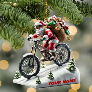 Santa Bike Ornament, Personalized Ornament