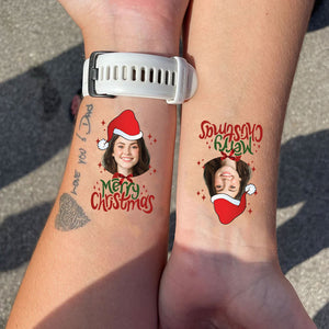 Merry Christmas Tattoo, Custom Photo Temporary Tattoo, Personalized Tattoo, Fake Tattoo