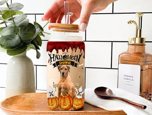 Personalized Halloween Dog Glass Bottle, Frosted Bottle