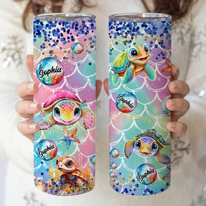 Love Turtles - Custom Name - Personalized Skinny Tumbler