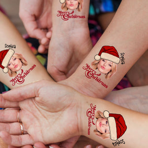 Chistmas Basic, Custom Photo And Text Temporary Tattoo, Personalized Tattoo, Fake Tattoo