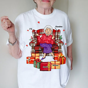 Grandma And Grandkids, Custom Appearance And Names - Personalized T-Shirt - Gift For Family