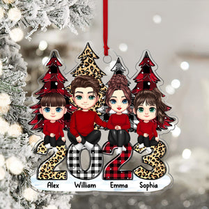 Family And Christmas Tree, Merry Christmas 2023 Family Members - Personalized Acrylic Ornament - Gift For Family, Xmas Gift