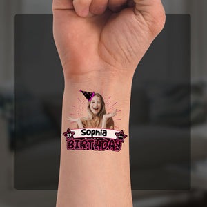 Color Birthday Party, Custom Face Photo And Name Temporary Tattoo, Personalized Party Tattoo, Fake Tattoo