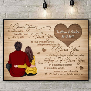 I Choose You At The Beginning & End Of Every Day - Personalized Appearances And Texts Canvas - Family Decor, Couple Gift