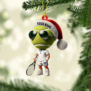 Cool Tennis Player Christmas Ornament, Personalized Ornament