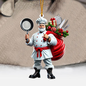 The Chef Santa Coming Christmas Ornament, Personalized Ornament