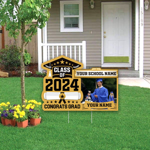 Class Of 2024 Congrats Grab - Custom Photo And Texts Graduation Lawn Sign, Yard Sign, Graduation Gift