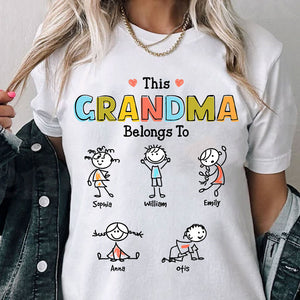 This Grandma Belongs To Sticky Kid - Custom Kid And Name - Personalized T-Shirt - Family Gift